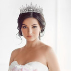 Tiara Y Corona Plateada De Cristal Para Mujer Novia Quinceanera Boda Prom