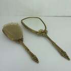 Globe 1950 s Vanity Set Hand Mirror   Brush - Rococo 24k Gold Plate