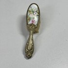 Antique G  Silver Small Hair Brush Porcelain Flower Detail Handle