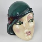 Vintage Art Deco Hand Painted Porcelain Mask Wall Hanging Flapper Girl Mask