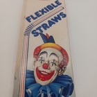 Vintage Scoopy s Flexible Drinking Straws Red White Plastic Clown Logo Box 1985