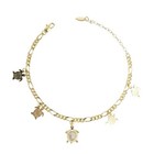 18k Layered Real Gold Filled Anklet Turtles Bracelet 10 