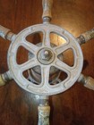 Antique Ships Wheel 6 Spoke With Mount And Wood Spacer 12 5 