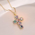 Cz Cross Necklace For Women 18k Gold Plated Colour Cross Faith Pe