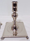 Vintage Pair Of Towle Silver Plate Candle Sticks 7 Inches Tall X 5 Inch Sq  Base