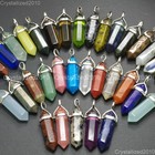 Natural Gemstones Hexagonal Pointed Reiki Chakra Healing Pendant Necklaces Beads