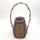 Vintage Japanese Bamboo Ikebana Basket With Handle     Handwoven Flower Basket