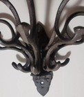 Vintage Victorian Cast Iron Metal 5 Arm Hat Double Hooks Coat Rack Wall Hanging