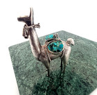 Solid Sterling Silver  Llama Figurine W  Turquoise In Pack Peruvian  925  34g