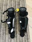  new  Easton Elite X Baseball Catchers Leg Guards  Adult Size  Black Silver 