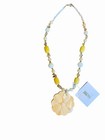 Lee Sands Tropical Flower Yellow Mother Of Pearl Pendant Necklace 19    Inch New