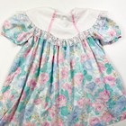 Vintage Girls Dress Size 6 Party Floral Pink Blue Bib Lace Flower 80s 90s