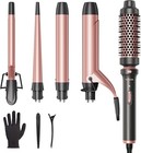 5 In 1 Curling Iron Set With Curling Brush And 4 Interchangeable Ceramic Curl   