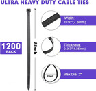 Zip Ties   1200pcs Black Cable Zip Ties 8 Inch  Heavy Duty Plastic Wire Ties Wit