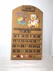 Vintage Wooden Perpetual Wall Calendar Teddy Bear Nursery Cottage Core