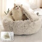 Winter Pet Dog Cat Bed Round Soft Long Plush Fluffy Cat Puppy Cave Self Warming