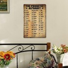 Vintage Military Phonetic Alphabet Sign Wall Art Decor Pilot Knowledge Metal Tin