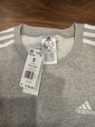 New Adidas Women s Essentials 3-stripes Lifestyle Sweatshirt Gray With White 