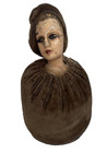 Brown Velvet Body   Hat Half Lady Pin Cushion Victorian Sewing Germany  Vintage