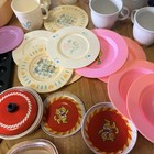 40 pcs Vintage Children s Toy Kitchen Dishes Plastic Tin 1970 s Pfaltzgraff