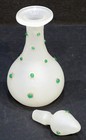 Antique White Jeweled Opaline Victorian Satin Glass Perfume Scent Bottle