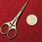 Ornate Antique Toledo Silver Sewing Scissors With Cross
