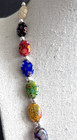 Venetian Murano Taly Millefiori Oval Bead Necklace 18  Colorful