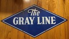 Vintage The Gray Line Porcelain Sign Sightseeing Bus Tours Americana