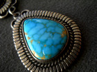 Native American Navajo Gem Web Turquoise Sterling Silver In Tandem Pendant 2 3 