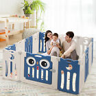 14-panel Baby Playpen Kids Activity Center Foldable Play Yard W  Lock Door Blue