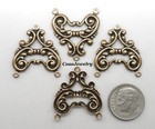  2010 Antiqued Brass Open Filigree 3 Ring Chandelier Component - 4 Pcs