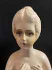 Vintage Porcelain Half Doll Sewing Pin Cushion  lady  5 1 2    Pretty Painted Face