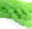 Oval Nugget Pendant Beads  Opaque Spring Green W frosted Matte Finish 6 Pieces