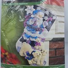 New- Bucilla Arctic Santa Christmas Polar Bears Purple Felt Stocking Kit