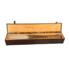 Vtg Chinese Or Japanese Large Calligraphy Brush Polished Bone Handle W Satin Box