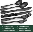 24-piece Matte Black Silverware Set  Stainless Steel Flatware Cutlery  Kitchen