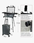 Rolling Makeup Train Case W mirror And Lights Cosmetic  Mobile Barber  Bluetooth