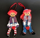 Vintage 1994 Kurt S  Adler Raggedy Ann   Andy Jointed Christmas Ornaments Nos