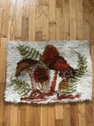 Vintage Latch Hook Rug Completed Mcm Mushrooms Wonderart 20 X 27 Adorable 