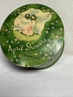 Vintage April Showers Cheramy Powder Metal Box Tin Vanity New York Parasol Lady