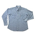 Levis Western Pearl Snap Shirt Mens Xl Blue Chambray Orange Tab Vtg Americana