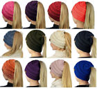 New Exclusive C c Beanie Tail Ponytail Messy Bun Solid Ribbed Knit Cc Beanie Hat