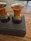 Set Of 6 Tcw Co Brown Amber Pharmacy Apothecary Bottles  Glass Stoppers And Box