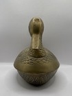 Vintage Solid Brass Duck 2 Piece Lidded Dish Leonard Silver Mfg Co Korea Heavy