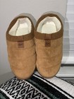 New Men Size 12 Brown Quilted House Slippers Fleece Lined Corduroy Scuff Indoor