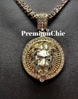 Iced Crowned Lion Pendant Necklace With Rope Or Tennis Chain Plated Cz Jewelry