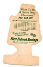Vintage First Federal Savings Bank Advertising Peoria Il Santa Claus Die Cut