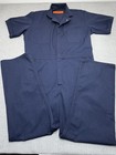 Vintage Red Kap Navy Work Coveralls Men 42r Short Sleeve Zip Mechanic Uniform