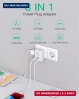 2 Pack European Travel Plug Adapter  International Power Adapter With 4 Outlets