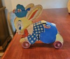 Vintage Antique Cardboard Paper Easter Bunny Cart Decoration Toy